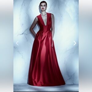 Wayne Clark Elegant Red Evening Gown
